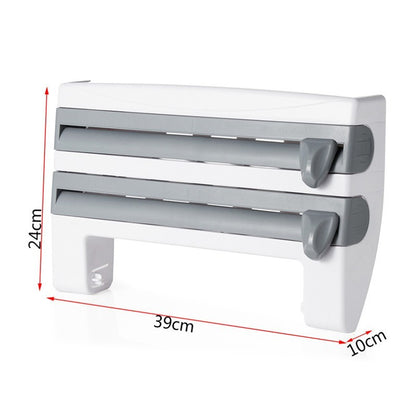 4-In-1 Kitchen Roll Holder Dispenser Kitchen Foil Film Wrap Tissue Paper